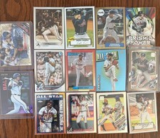 Atlanta Braves Card Lot- 14 Cards, Freeman, Acuna, Riley, & Rookies(3 #’d Cards)