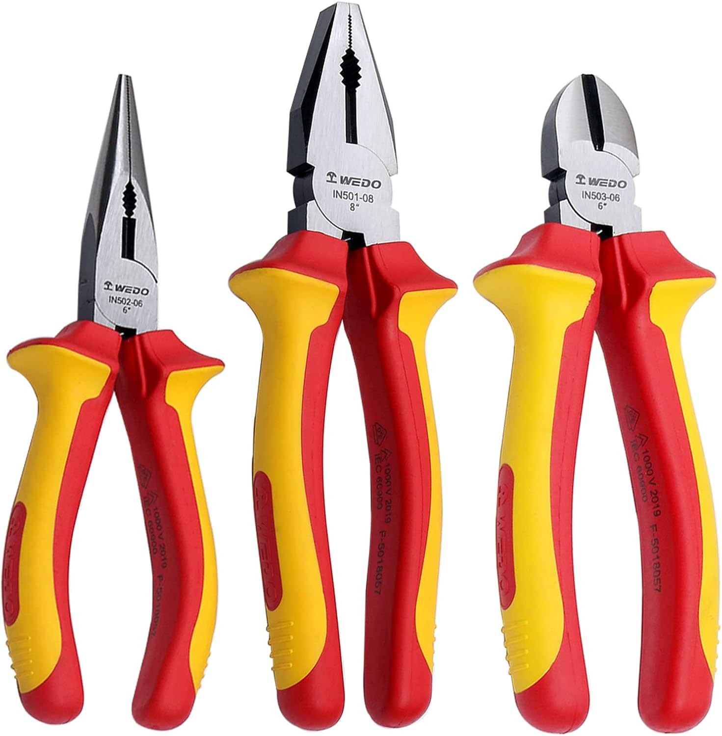 Insulated Pliers Set 3pcs, 1000V Electrician Pliers Kit, Lineman 8