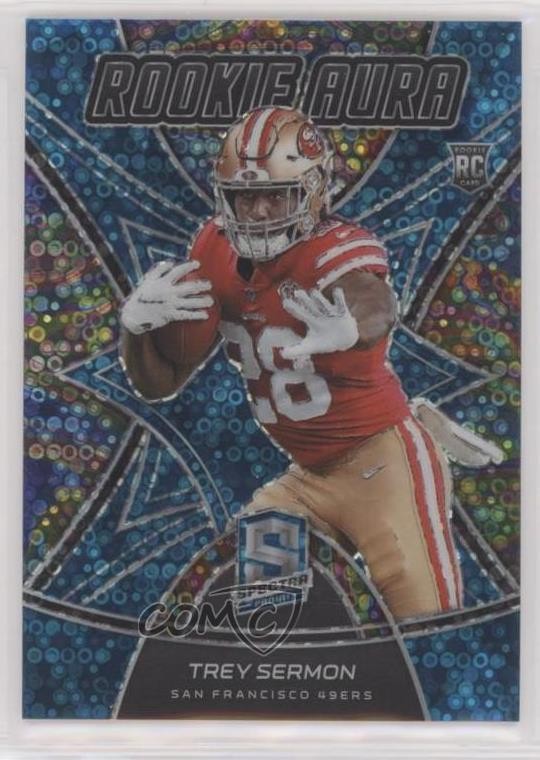 2021 Panini Spectra Rookie Aura Neon Blue Prizm 46/60 Trey Sermon #RO-24 RC 0s9t