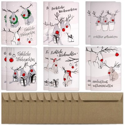 Weihnachtskarten-Set: 12 Art Nuvo-Karten A6 6 Designs