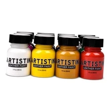 Artistic Leather Paint Set with Brush Applicator – Acrylic Leather Paints x12