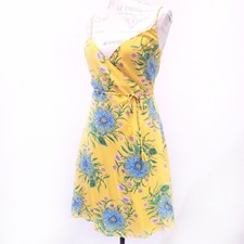Madewell Fairy Wrap Tie Waist Straps 100% Silk Mini Dress Flower Cocktail XS