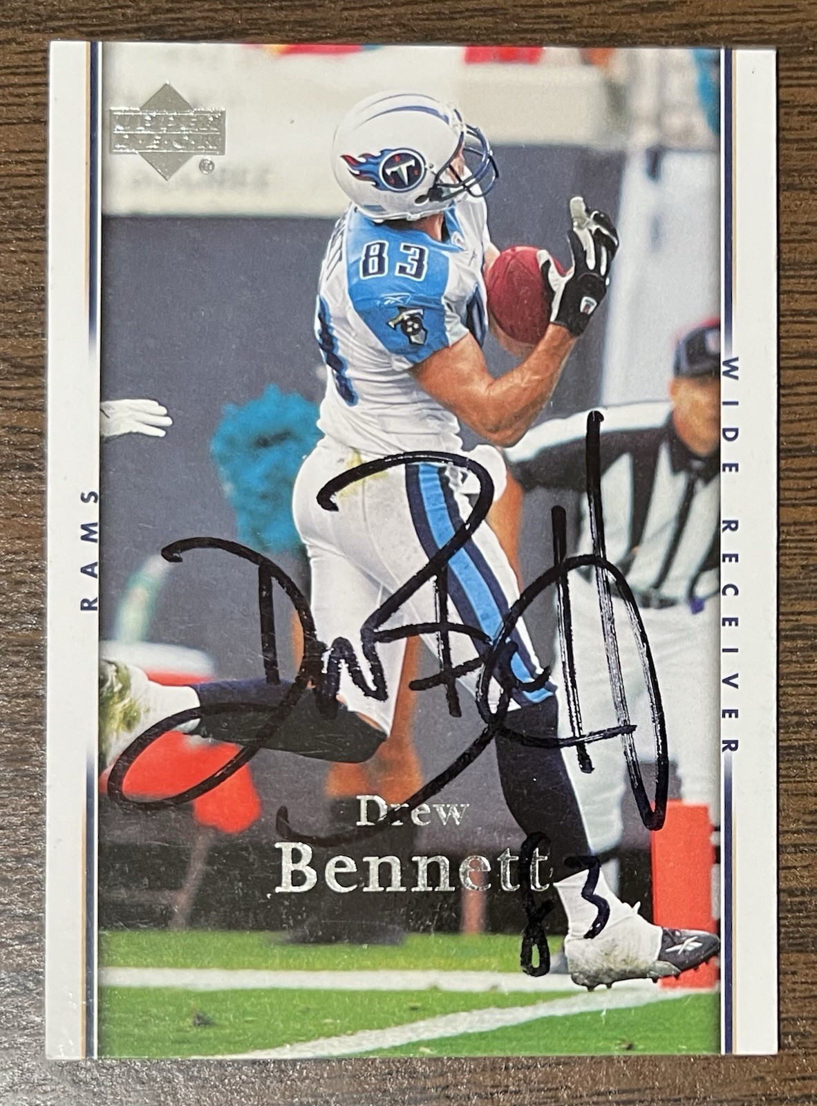 DREW BENNETT AUTOGRAPHED 2007 UPPER DECK FOOTBALL CARD # 175 TITANS / STL RAMS