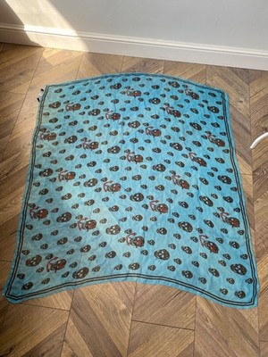 Vintage Alexander McQueen silk sky blue skull scarf