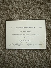 Original 1908 1973 Lyndon B Johnson Sympathy Card Rare Presidential Mailer