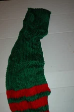 Vintage Green & Red Stripe Long Scraf Wrap 59' long 5" Wide Warm Knit