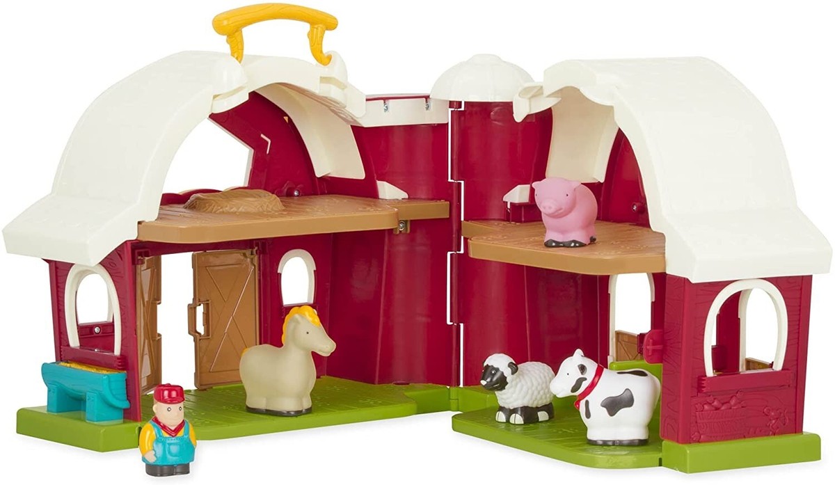 Toys for Tots Battat Big Red Barn Animal Farm Playset for Toddlers 18M+  (6Piece)