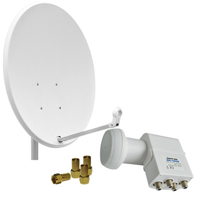 Sat-Spiegel 60cm Stahl mit Quattro LNB 0,1dB Full HDTV 3D 4K Wetterschutz