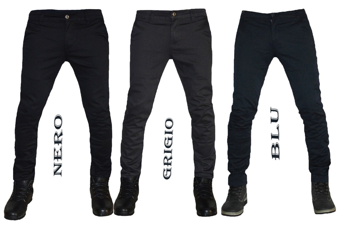 PANTALONI UOMO SLIM Fit Chino Eleganti Classico Da Ufficio Casual Cotone America EUR 27,90 - IT - Foto 11