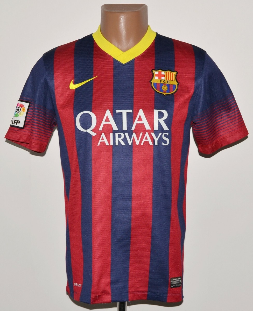 【極美品】FC Barcelona 2014 ナイキ Dri-FIT シャツ L Nike 2014 Barcelona FC Qatar Airways Dri-Fit Neon Yellow