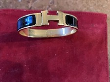 Hermes Clic Clac H Bracelet 18ct Rose Gold with Onyx Black