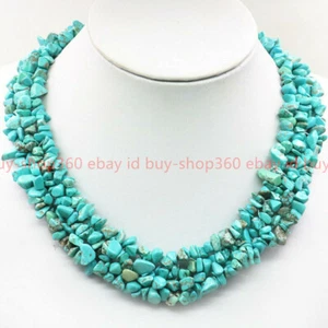 Véritable nature 3 Lignes 5-8mm Collier de pierre précieuses bleu turquoise 17-19 pouces