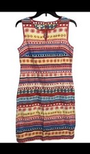 Talbots Dress Colorful Rainbow Size 6 Sheath Textured Stretch Cotton Career