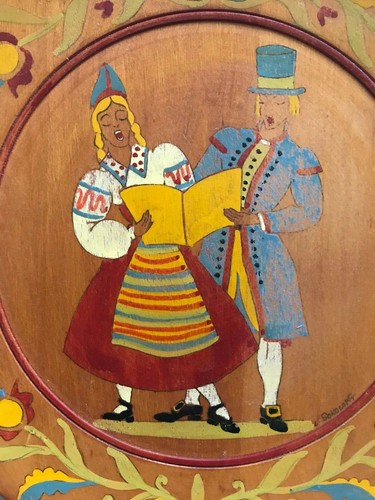 Rare Antique Russian Wood Folk Art Plate by Leonid Sokoloff 12" - Picture 2 of 6