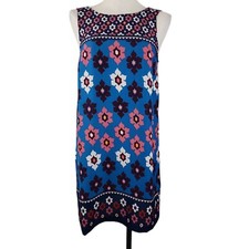 Ann Taylor Loft Sleeveless Floral Dress Shift Open Tie Back Comfy Geometric NWT