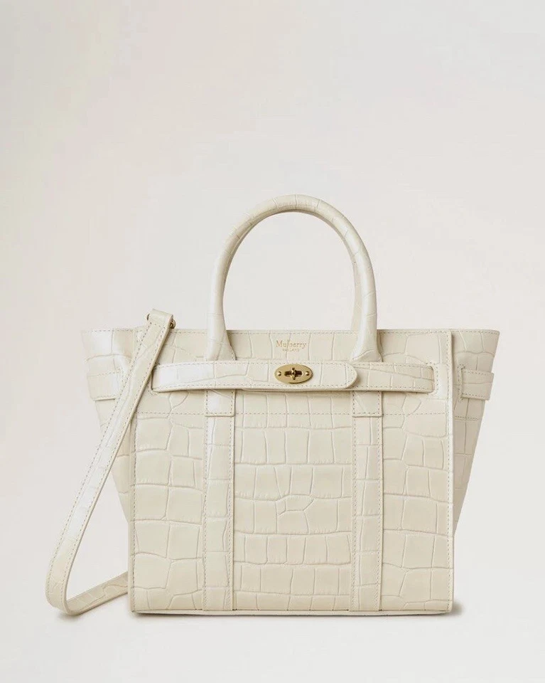 Mini Zipped Bayswater Eggshell Shiny Small Croc