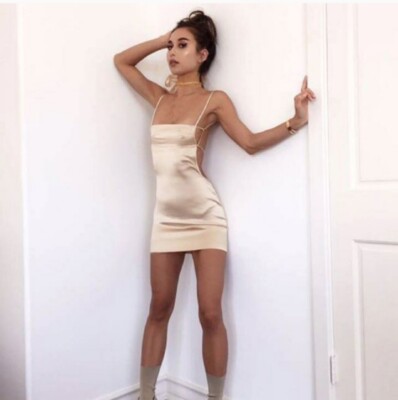slim fit dress slacks Tira Yellow Satin Mini Dress - US 18