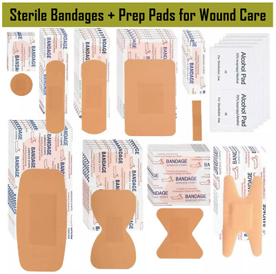 110 Pcs First Aid Adhesive Flexible Dressing Bandages, with Alcohol Prep Pads