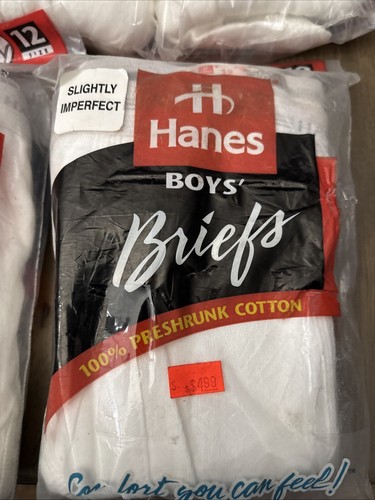 Hanes Vintage 1997 Boys Briefs White Cotton 3 Pack Size 12 Lot Of 5 - Picture 2 of 5
