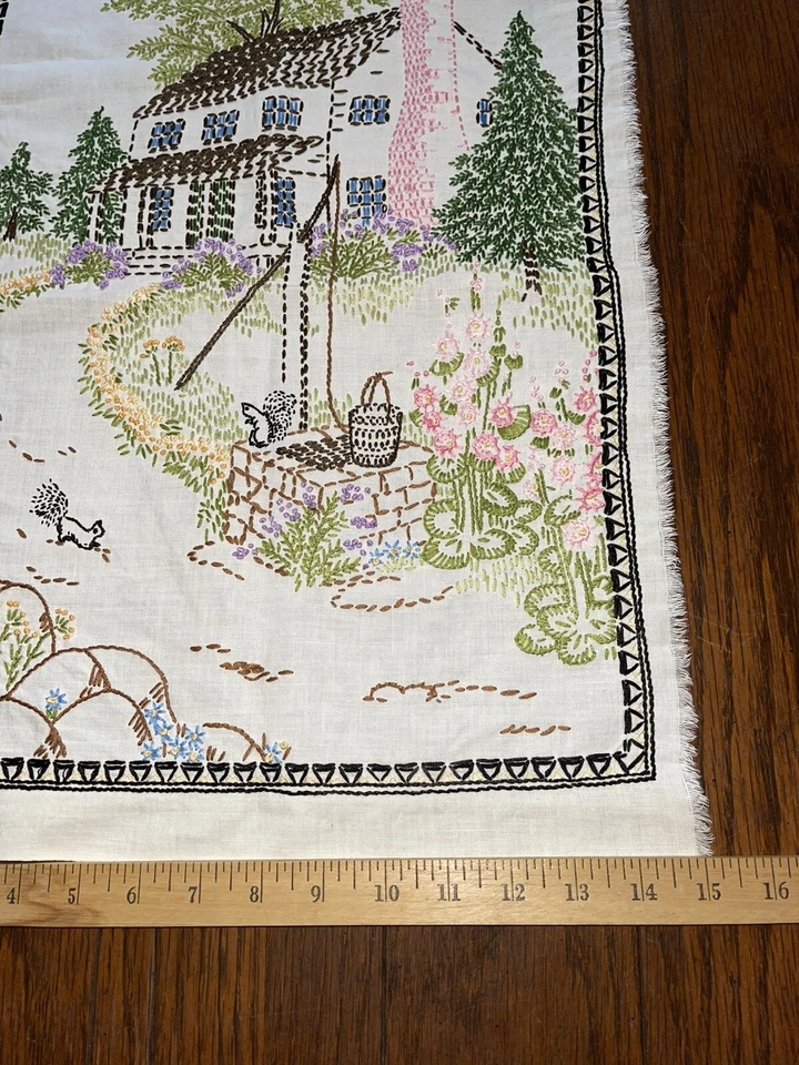 Embroidered Picture Cottage Garden Decorative Cloth Table Topper 15”X 21” - Image 4 of 4