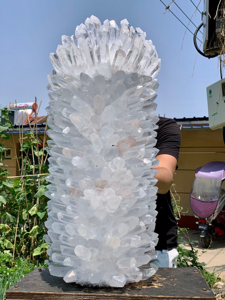 83.43LB New find white phantom quartz crystal cluster mineral sample ...