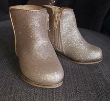 Toddler Girls' Rona Ankle Boots Sz 5 Shoe - Cat Jack Gold Sparkle