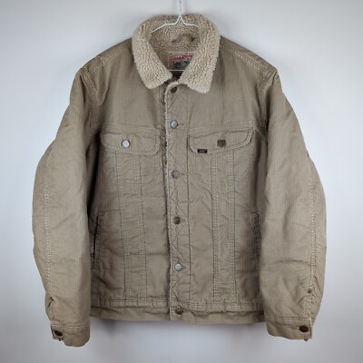 Lee Storm Rider Beige Corduroy Sherpa Jacket Men's Size L