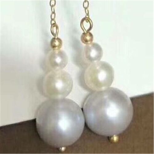 White Shell Pearl Long Earrings 18k Hook Jewelry Fashion Light Mesmerizing Gift - Picture 1 of 1