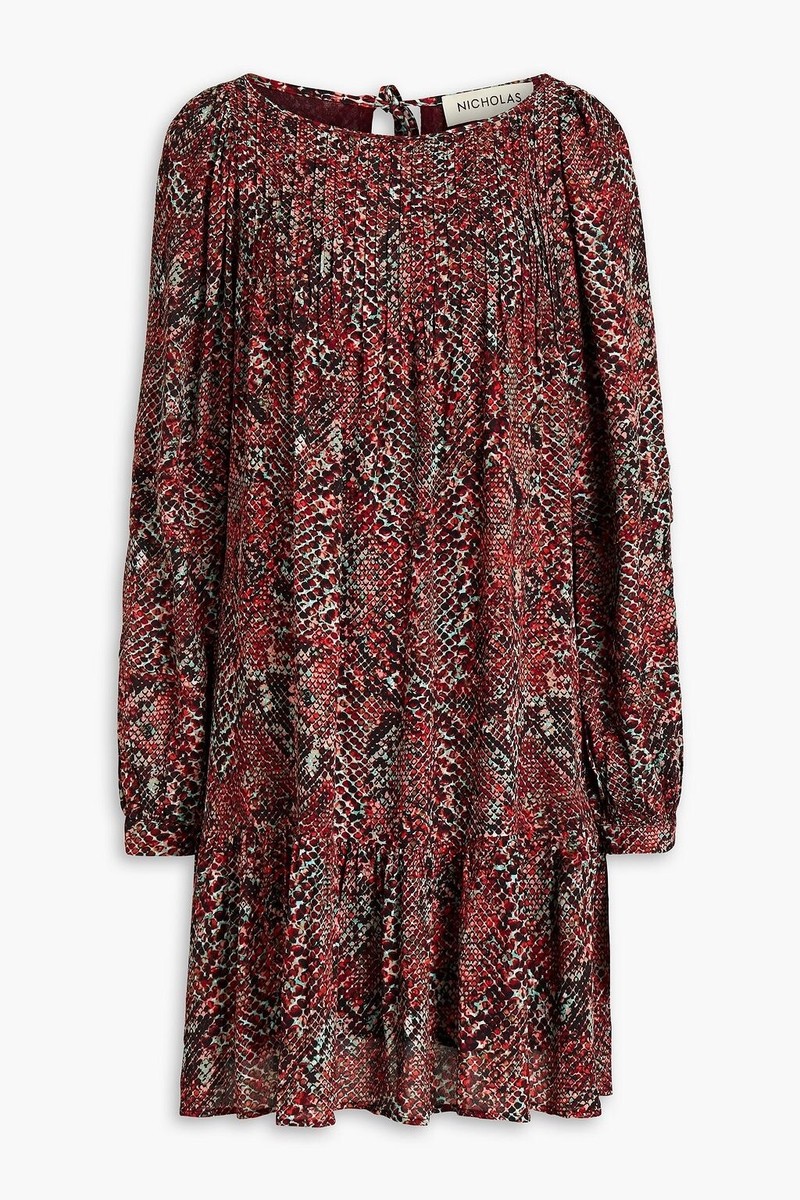 burgundy snake print dress MANGO - A-line animal-print Dress Burgundy