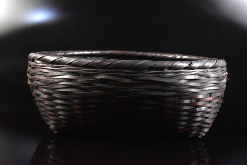 F3935: Japanese Wooden Bamboo Wickerwork/Ajiro-shaped CHARCOAL BASKET - Picture 1 of 7