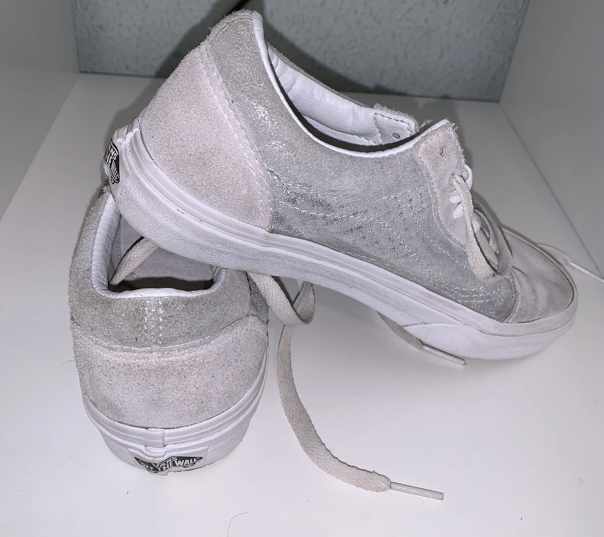 Girls Metallic Snakeskin And Suede Low Vans Grey Size 2 EUR 33 | eBay