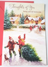 Christmas Card DaySpring Glittery Bringing Home the Tree Thoughts of You Friends