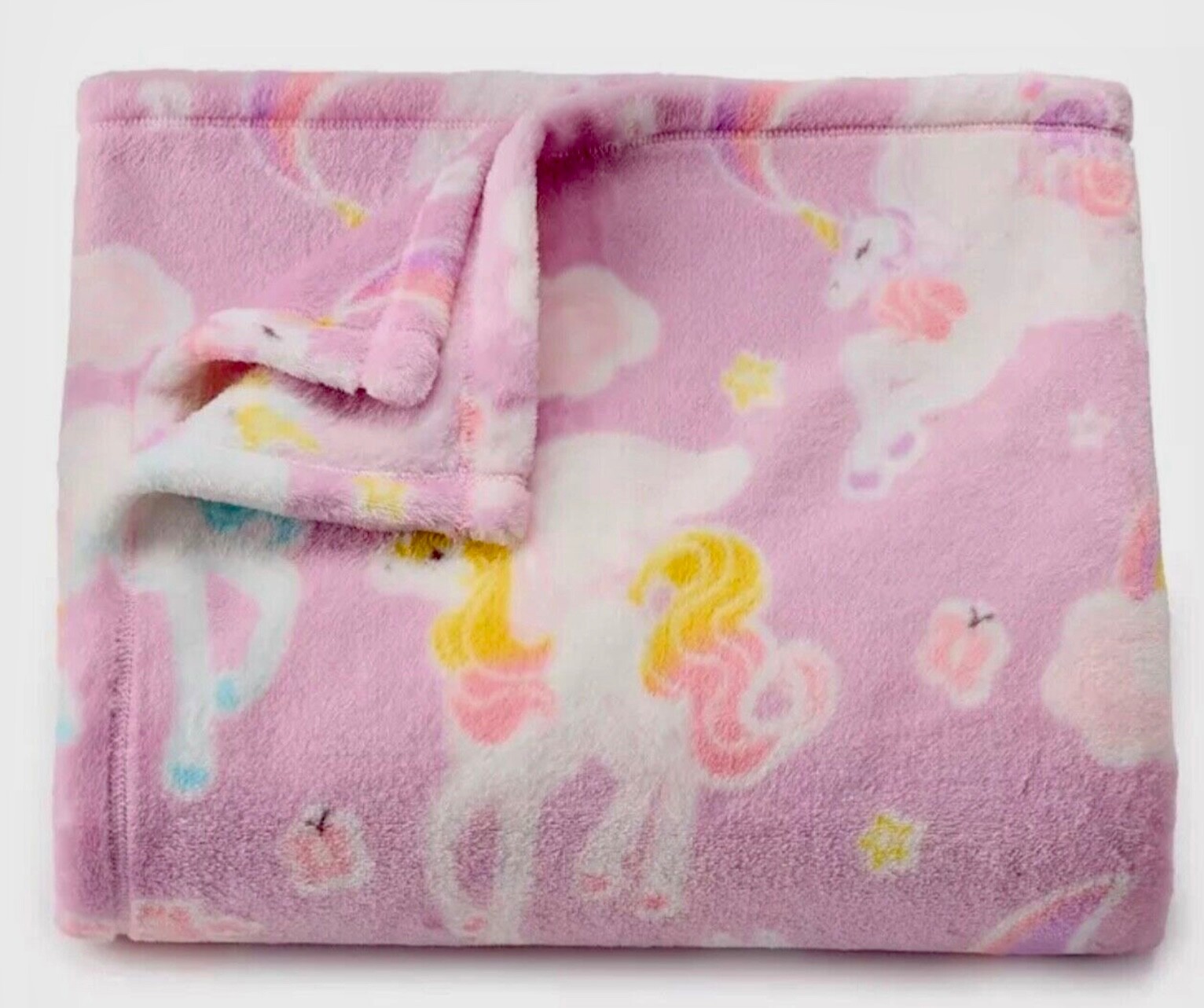 Pink Unicorns Soft Plush Throw Blanket 5' x 6 ft - The Big One - New