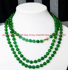 Fashion Natural 10mm Green Jade Round Gemstone Beads Necklace 24/36/50/100''
