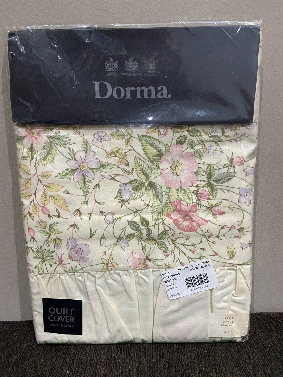 vintage dorma cream / multi wild flowers single duvet cover & 2