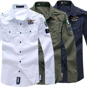 NEW-Men-039-s-Cotton-Casual-Air-Force-Shirt-Long-Sleeve-Army-Work-Dress-Shirts-Tops