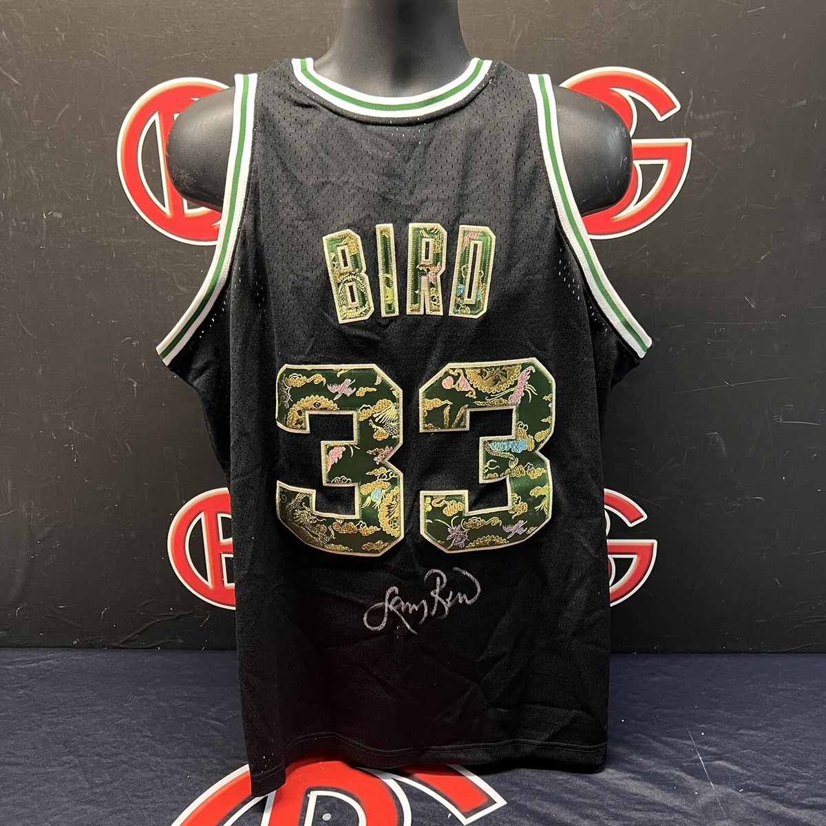 Larry Bird Signed Chinese New Year Mitchell Ness Jersey