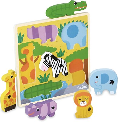 VILAC - Savannah Animals Puzzle - 6 Piece Wooden - - VIL4628