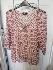 Women's size 22 Store 21 blouse top two piece vest & sheer beige tan print