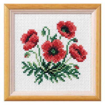 Orchidee Kreuzstich Kit: Mohn