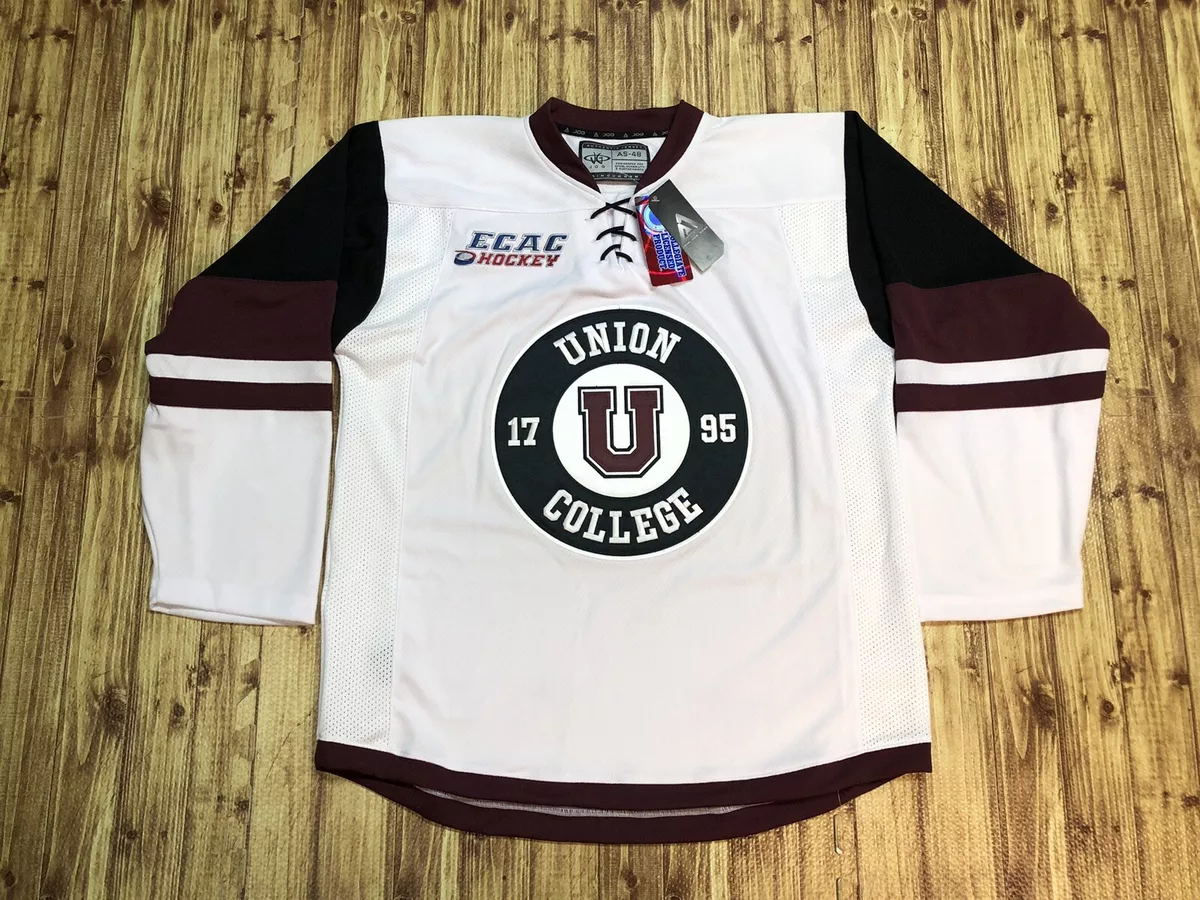 JOG ECAC NCAA UNION DUTCHMEN White Home Adult Mens SMALL Hockey Jersey NEW  w TAG