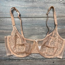 Parisa Mesh Floral Beige Tan Underwire Bra SZ...