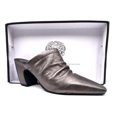 Vince Camuto VC-Carlie DK Pewter UN Soft Goat Metalli Size 9.5 Slip-on Heels