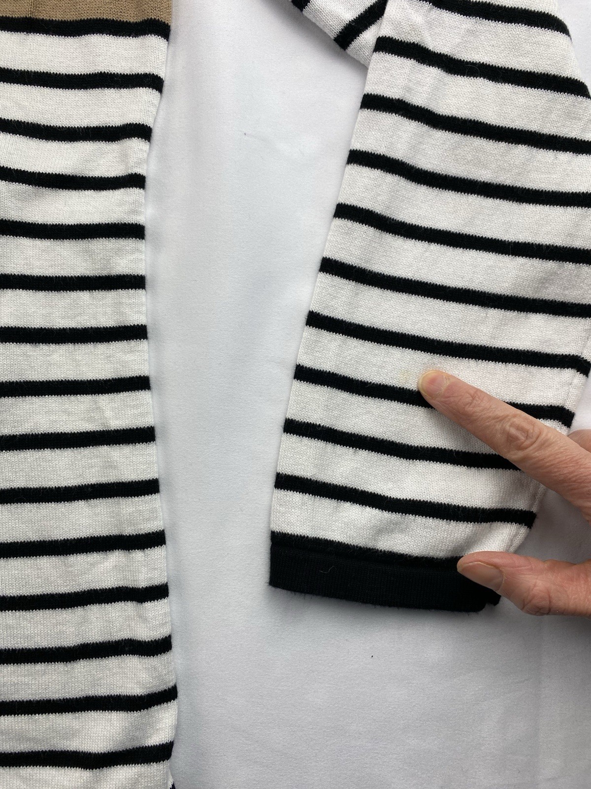 Ladies Tommy Hilfiger Striped Jumper Size Large (uk12) Black / White / Camel  thumbnail 7