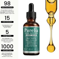Purelia Liver Restore Drops   Complete Liver Detox Support Supplement 60ml