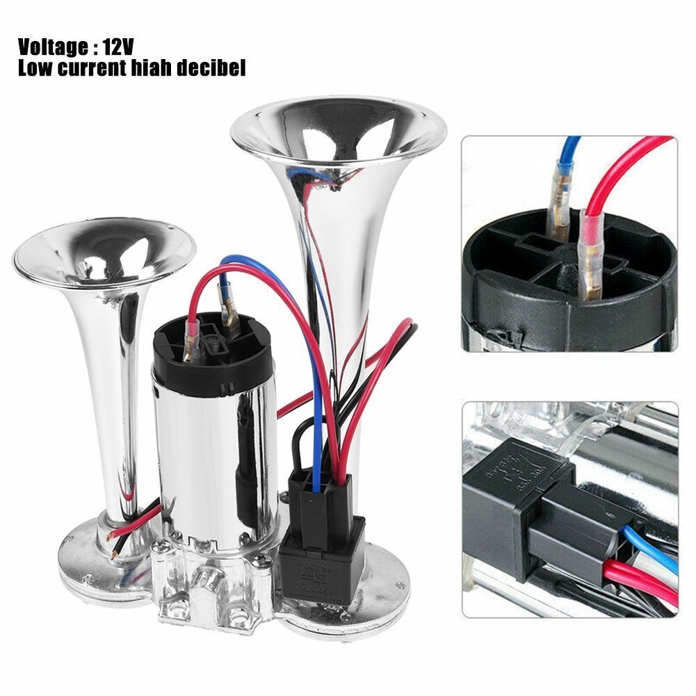 Super Loud Train Electric Air Horn 600DB Dual Trumpets Car Truck Boat Speaker US