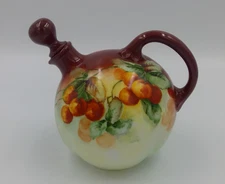 Antique Bavaria Whiskey Jug / Pot Hand Painted Porcelain Floral with Stopper