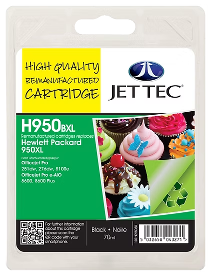 JET TEC H951XL Ink Jet Cartridge, Black 70ml Brand New in Full Packaging, HP950
