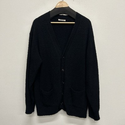 Auralee Cotton Linen Shaggy Knit Cardigan Size 4 Black
