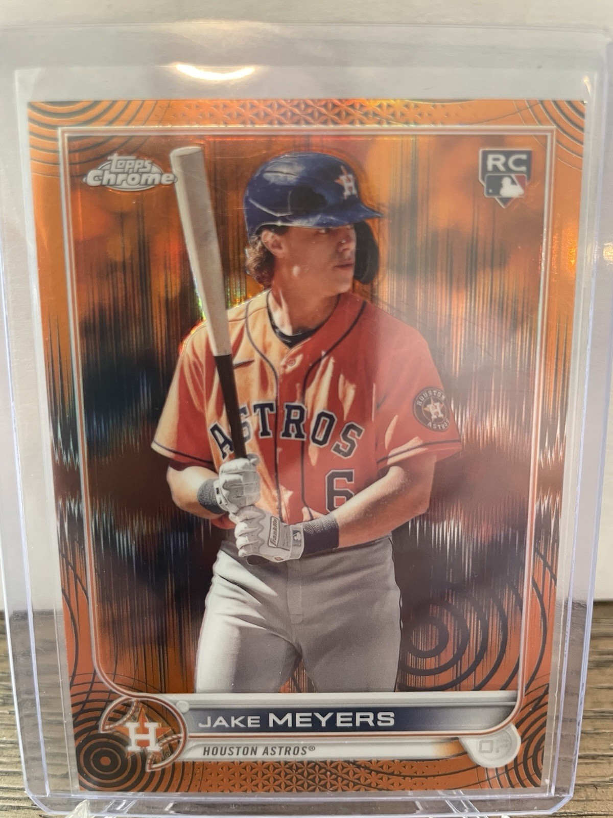 2022 Topps Chrome Sonic Orange & Black Pulse Refractor 03/25 Jake Meyers RC